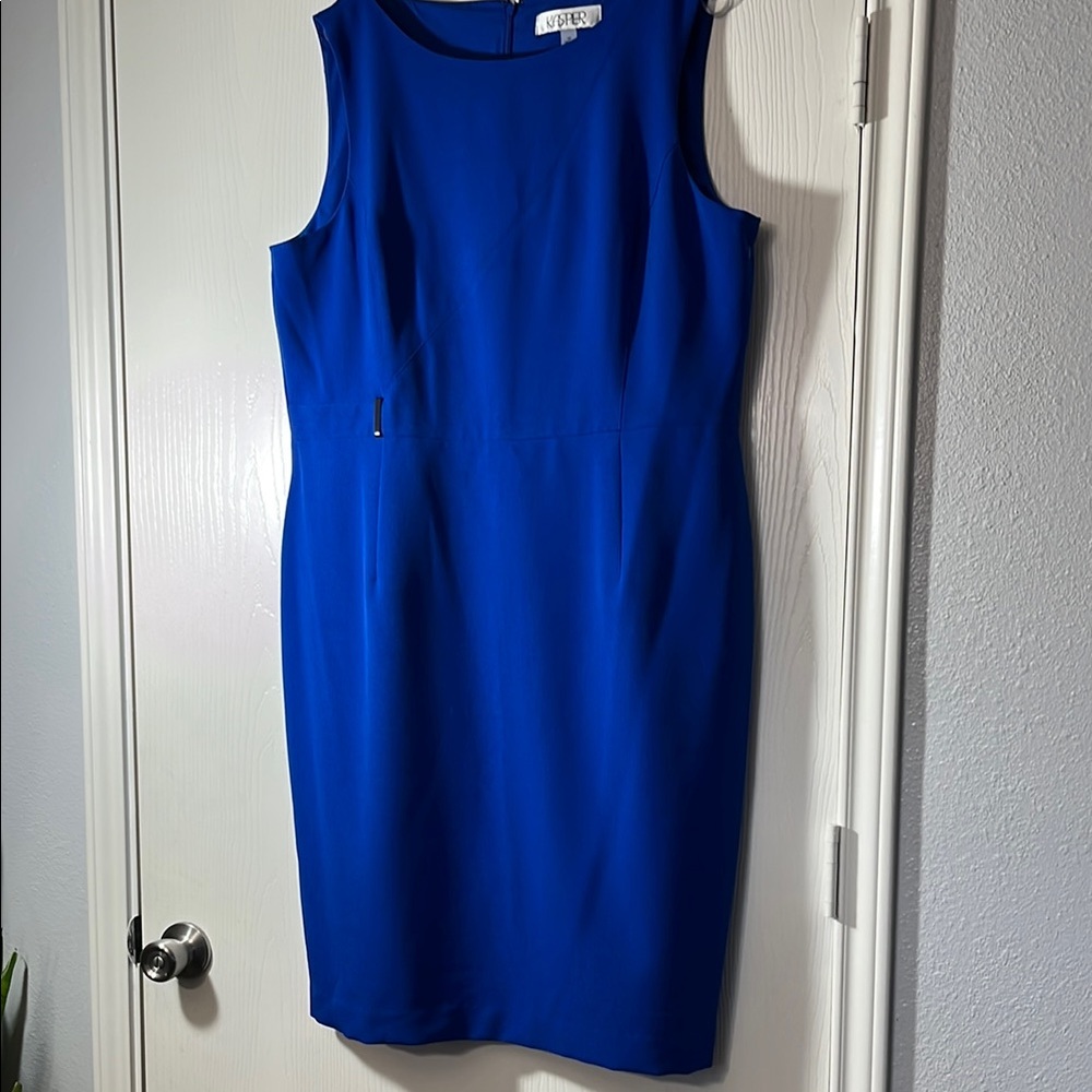 Kasper Royal Blue Sleeveless Sheath Dress Size 18 – Elegant Office or Event Wear